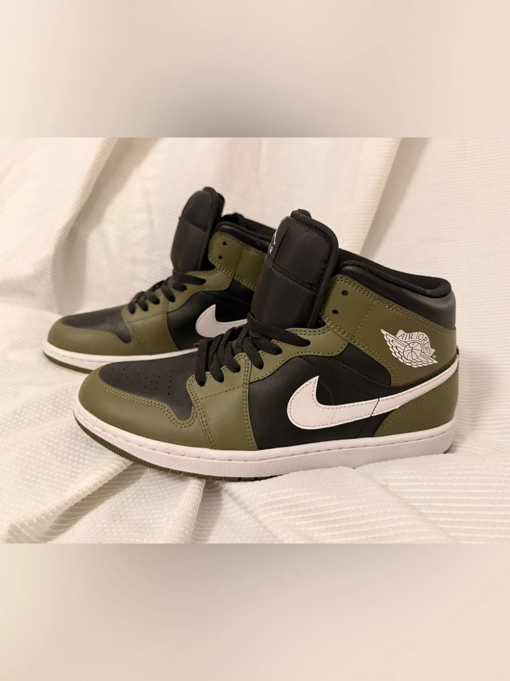 Nike Air Jordan 1 Mid Men’s Sneakers - Olive Green/Black/White